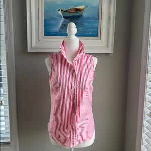 Jcrew Sleeveless Pink Striped Buttonup Blouse Top XS